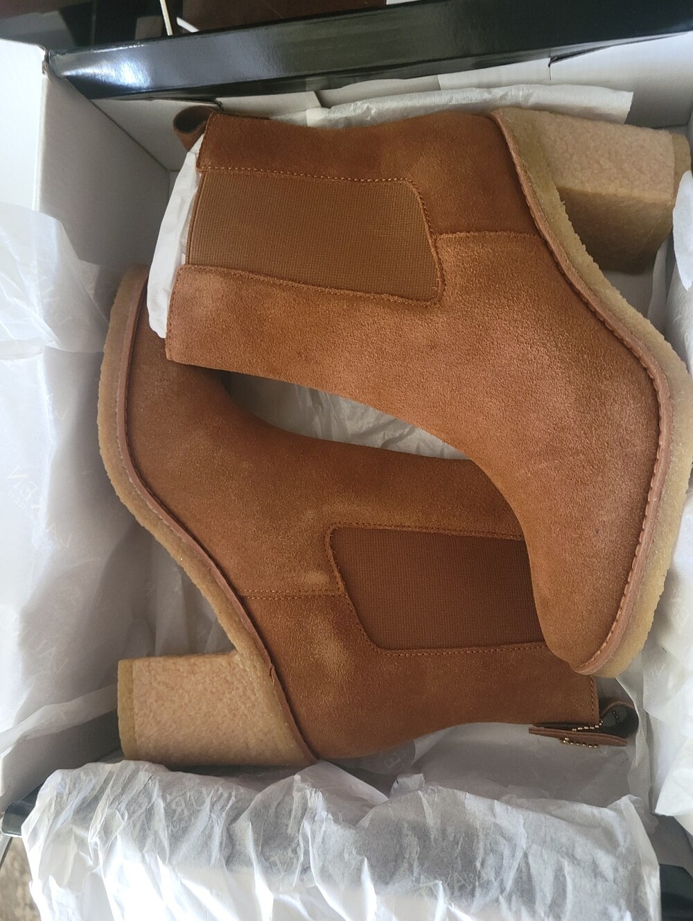 Ralph Lauren Tan Suede Chelsea Ankle Boots